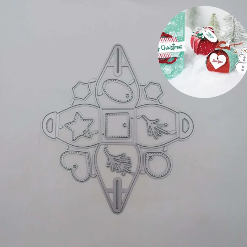

Christmas Gift Box Metal Cutting Dies Scrapbooking DIY Cutting Die Carbon Steel Embossing Die Template