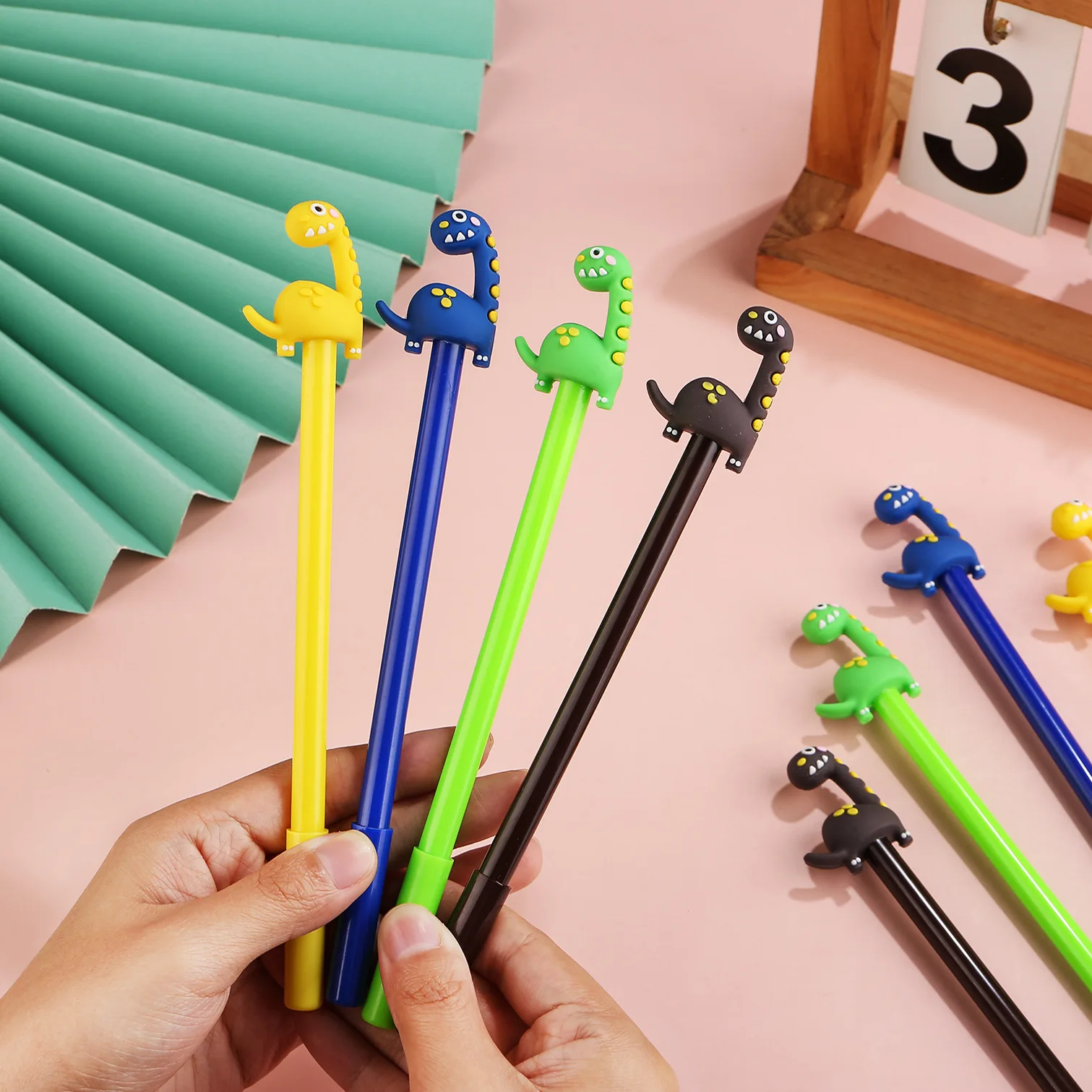 24 Pcs Creative Spotted Dinosaur Cartoon Gel Pen Long Neck Dinosaur Student Student Stationery Prizes and Gifts