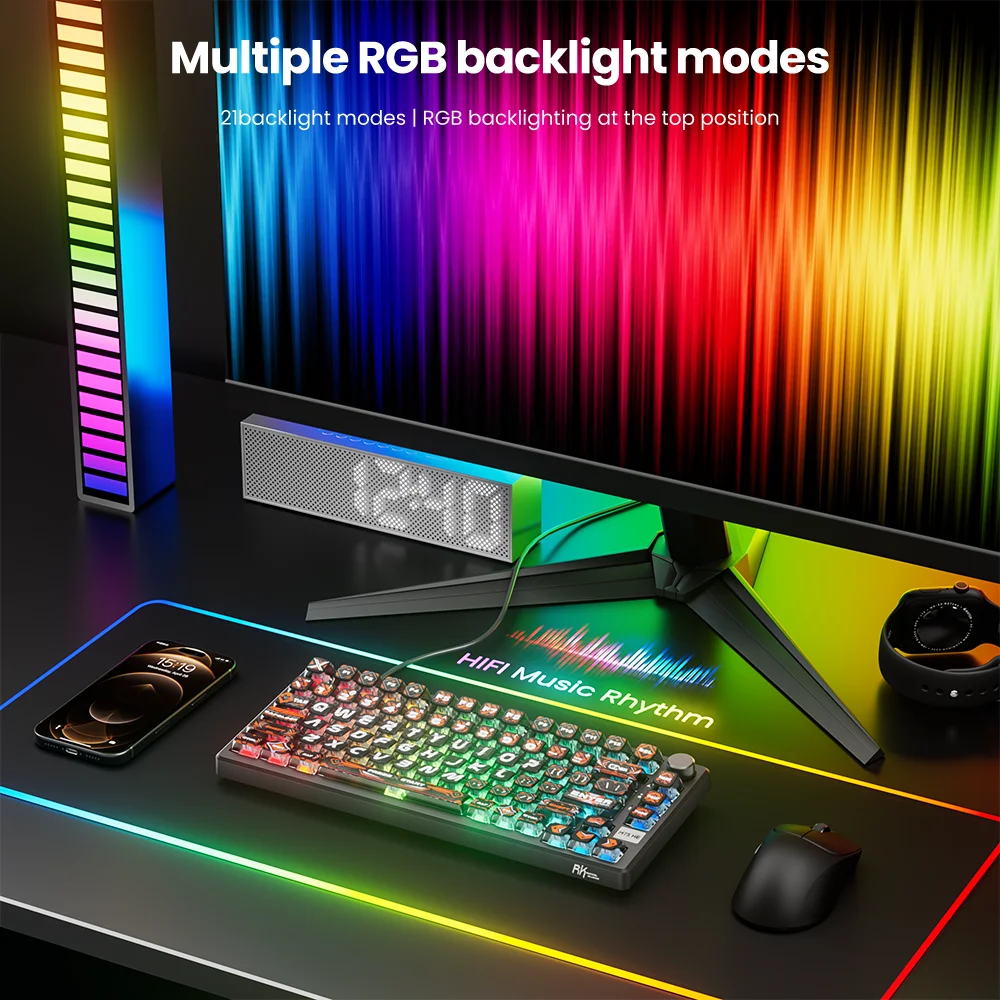 RK ROYAL KLUDGE M75 HE Gamer Magnetische Tastatur 81 Tasten PBT RGB Wired Dichtung E-Sport Mechanische Tastatur RT0,01 mm 8000 Hz 0,125 ms