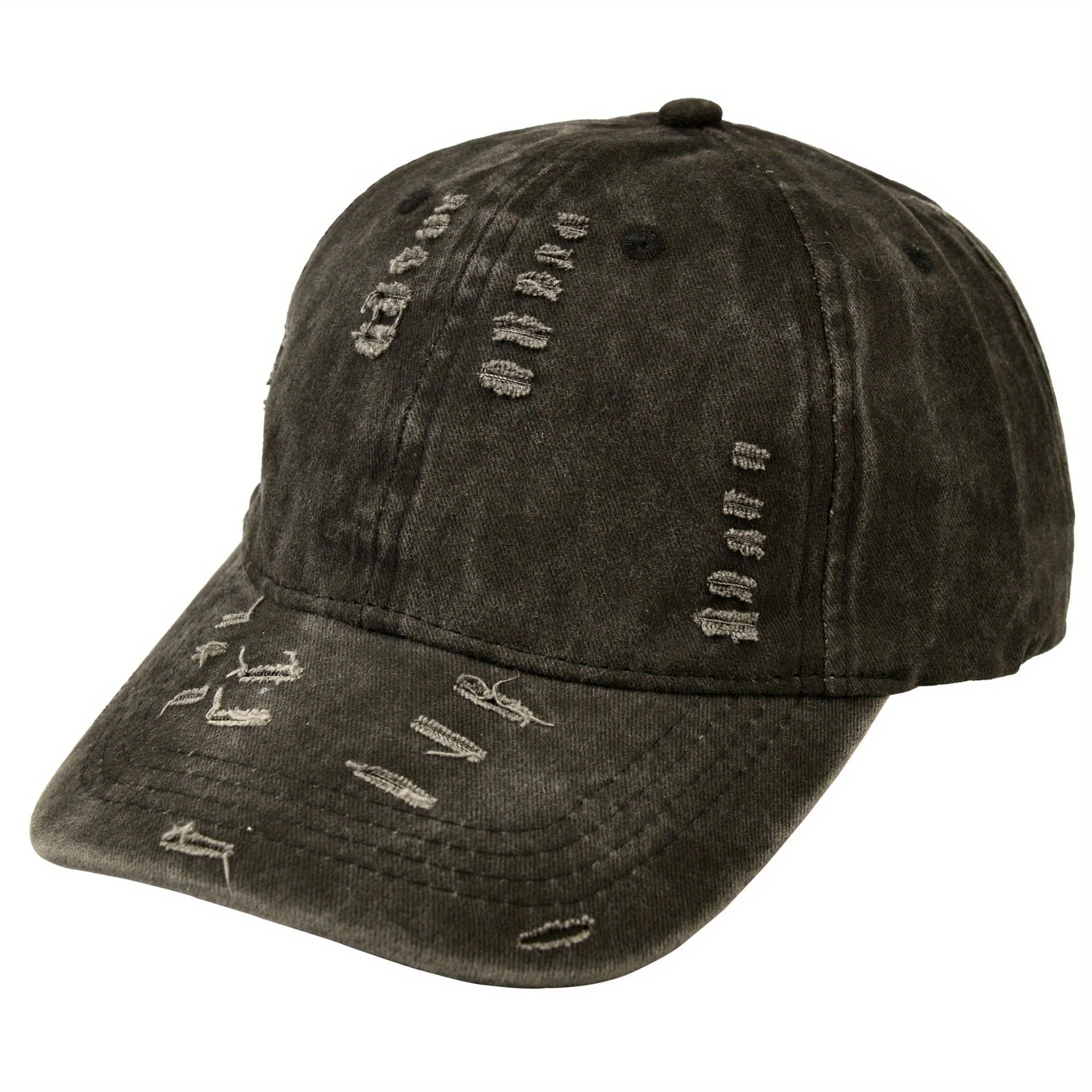 

Vintage Washed Baseball Cap Distressed Cracked Style Solid Color Adjustable Snapback Hat Outdoor Running Daily Commute