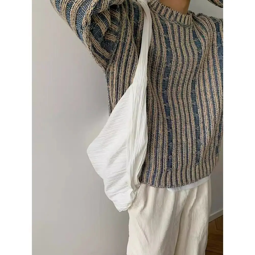Herbst Winter Gestreiften Pullover Amerikanischen Stil Retro Lose Beiläufige High Street Pullover Männer Tops Pullover Männliche Kleidung Strickwaren