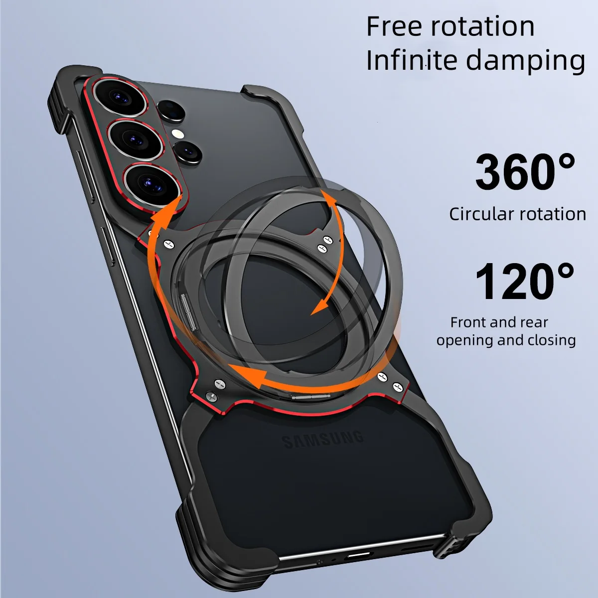 Magnetyczne aluminiowe etui bezramkowe z bumperem do Samsung Galaxy S26 S25 S23 Ultra S24 + Plus, magnetyczna podstawka, metalowa osłona ochronna na obiektyw. — zdjęcie produktu 3