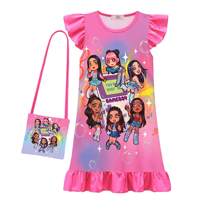 

Hot Sale Katseye Cartoon Fashion Kids Princess Dress Sleepwear Summer Baby Girls Nightgowns Children Party Dresses Pajamas