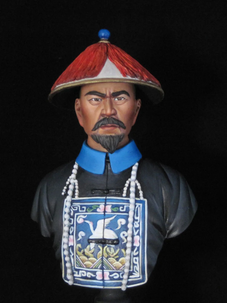 Unassambled 1/10 ancient Qing Dynasty Official soldier BUST Resin figure miniature model kits Unpainted