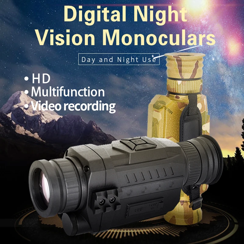 NV0535 Infrared Digital Night Vision Monoculars with 8G TF card full dark 200M range Hunting Telescope Optics