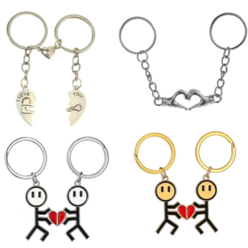 Valentines 1 Pair Love Heart Shaped Palm Magnet Keychain 2 Pcs Couple Magnetic Suction Graffiti Lover Key Chain Pendant Keyring