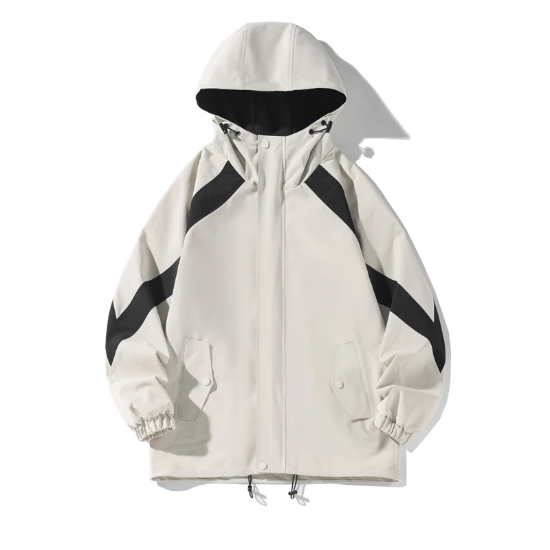 New Color Blocking Splicing Jacket Functional Outdoor Japanese Style Men Women Hooded Windbreaker Unisex Mountaining Clothes