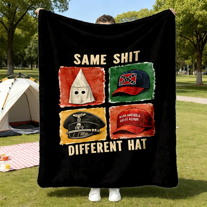 Same Shit Different Hat Flannel Blanket, Flannel Throw, Dark Humor Statement