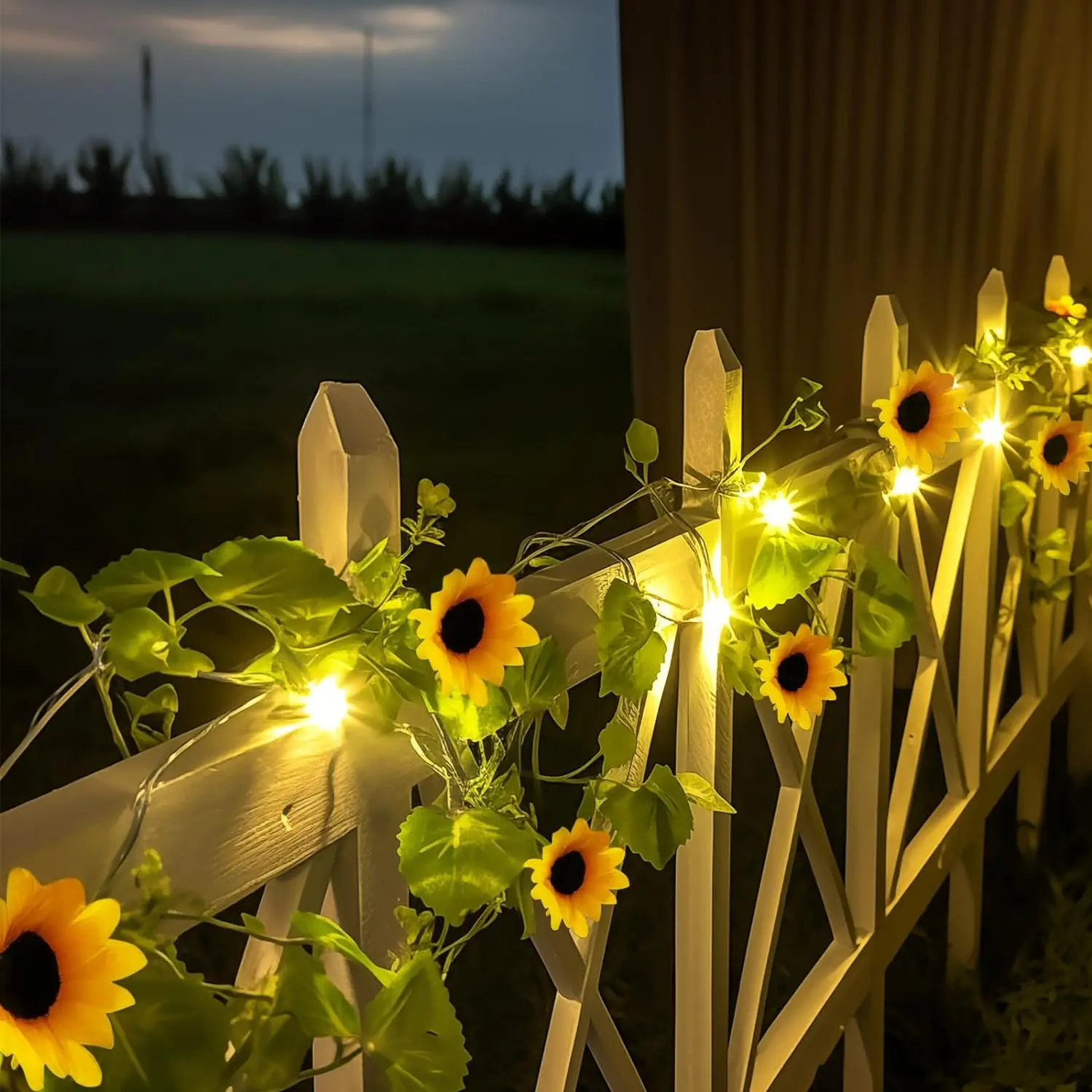 5/10M Sunflower String Light Outdoor Waterproof Artificial Flower Fairy String Lamp for Garden Patio Fence Yard Decoration