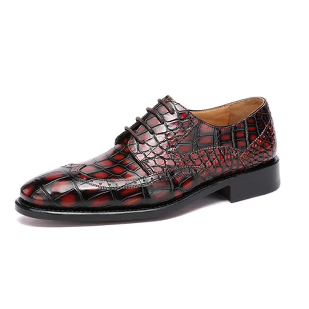 hulangzhishi Round head  business  Men crocodile shoes flat lace-up office youth men male formal