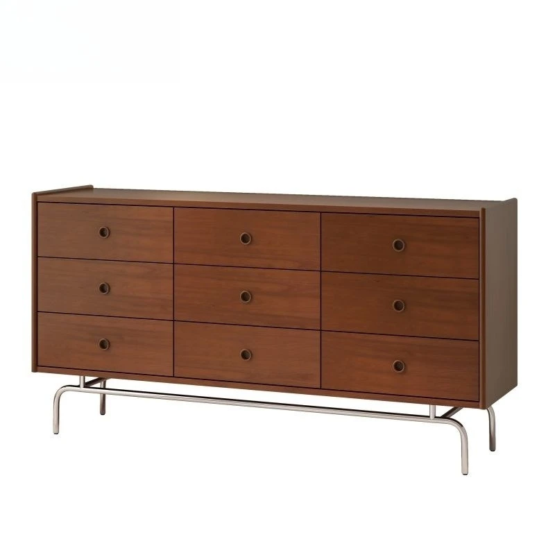 

Solid wood nine-chest cabinet medieval furniture bedroom bed end modern simple Japanese living room retro drawer cabinet