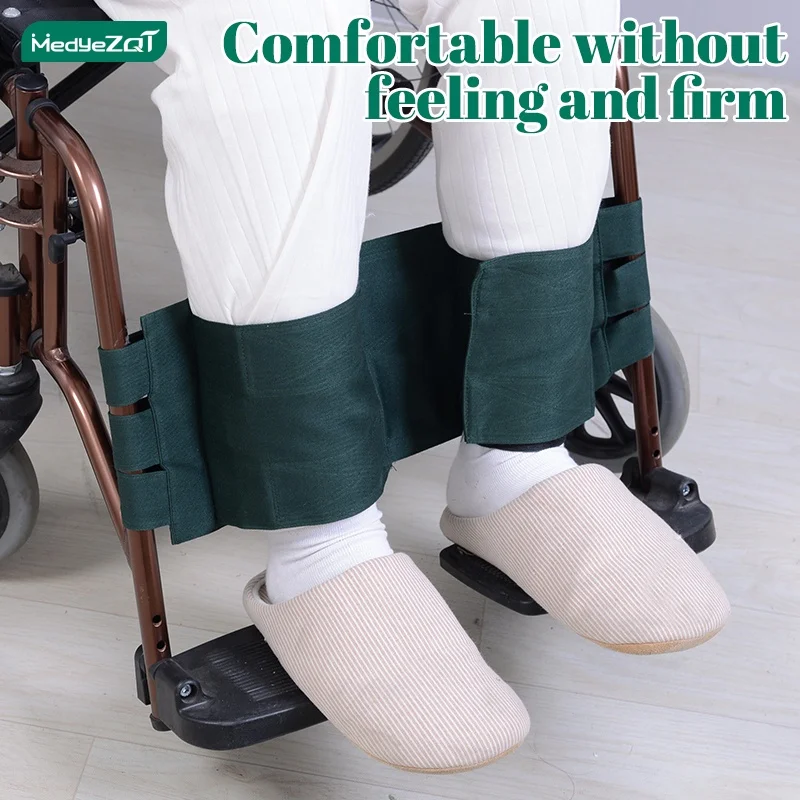 Leg restraints with seat belts to prevent disabled people, Alzheimer\'s patients from falling from wheelchairs, falling restlessn