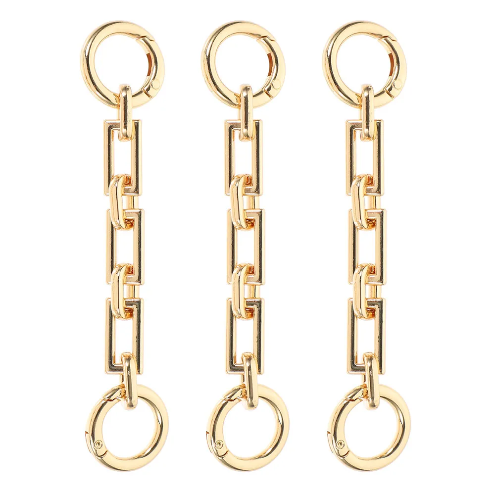 3Pcs Purse Strap Extender Chain Handbag Extension Chain Rectangular Clasp Alloy Material for Women Bags Backpacks Daily