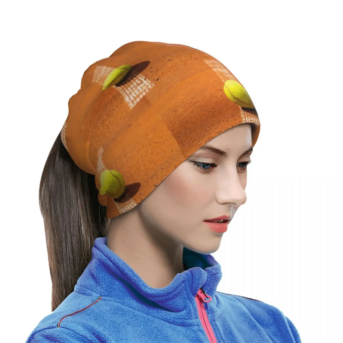 Tennis Clay Court With Ball Multifunctional Elastic Neck Gaiter Dust Proof Face Cover Bandana Unisex for Cycling Hiking Fishing
