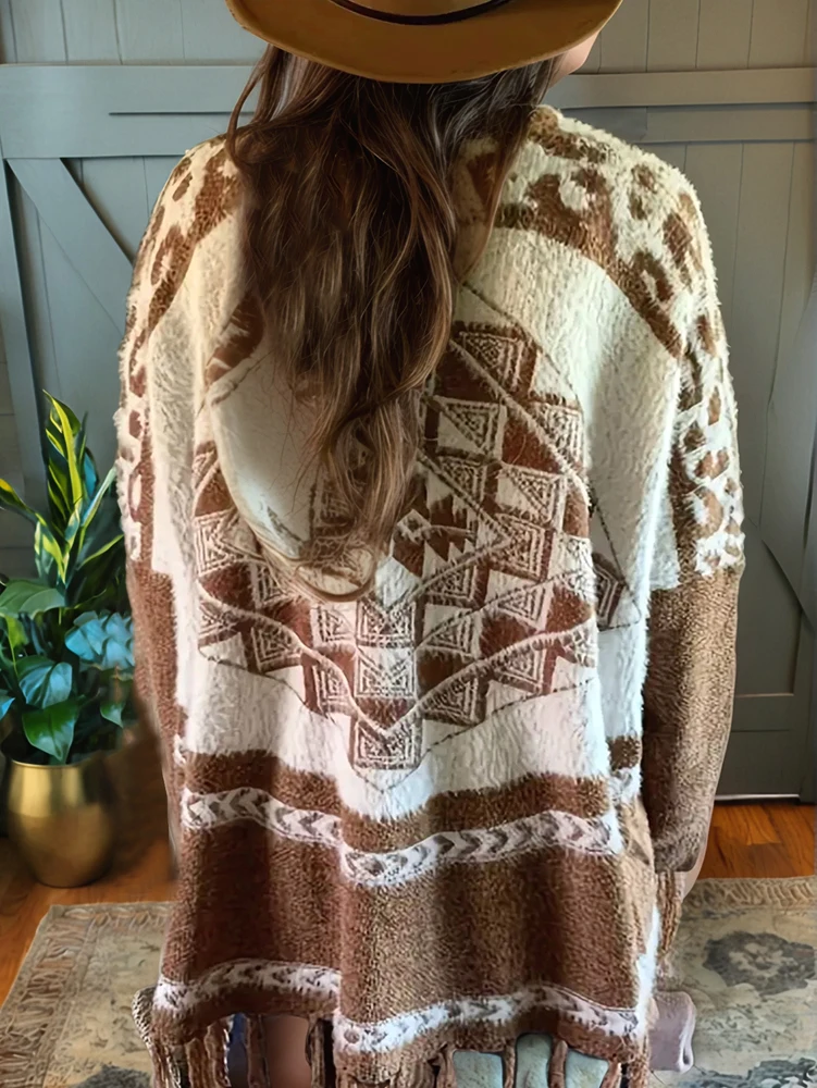 Plus Size 2025 Autumn/Winter New Arrival Women's Lightweight Asymmetrical Pattern Cardigan Casual Wear Homewear image 2