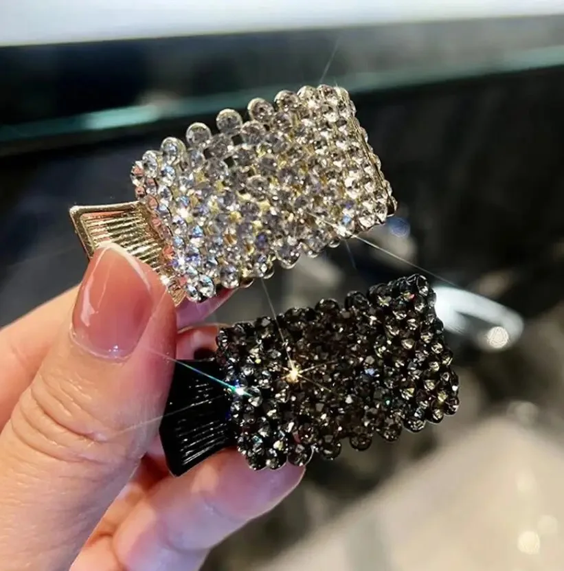 Fashion Pearl Rhinestone Metal Hair Clip Women Girls Mini High Ponytail Holder Crystal Hair Claws Elegant Party Headdress