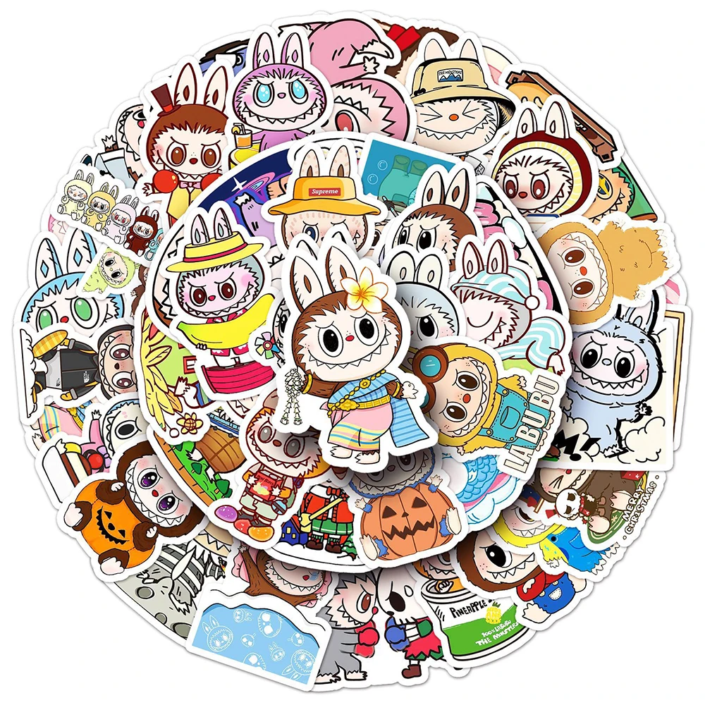 10/30/50pcs LABUBU Doll Cartoon Stickers Kawaii Girl Gift Decals Toy DIY Notebook Laptop Scrapbook Cute Waterproof Vinyl Sticker