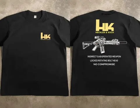 Unisex Tactical Rifle Blueprint Print T-Shirt Black Cotton Short Sleeve No Compromise Military Firearm Enthusiast Streetwear Tee