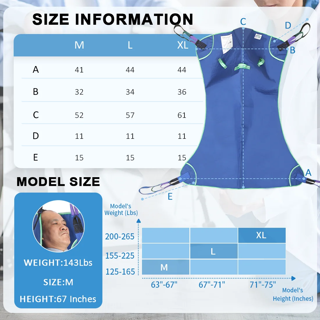 Ehucon Twisted Fabric Patient Breathable Lift Sling,Full Body Padded Soft Transfer Sling for Elderly and Disabled Patients