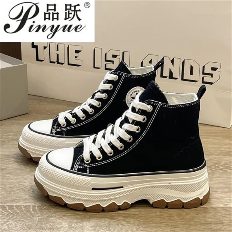 

Autumn Women's Platform Sneakers Stars Canvas Trainers High Top Running Sport Shoes Casual Thick-Sole Walking Tennis Sneakers 40