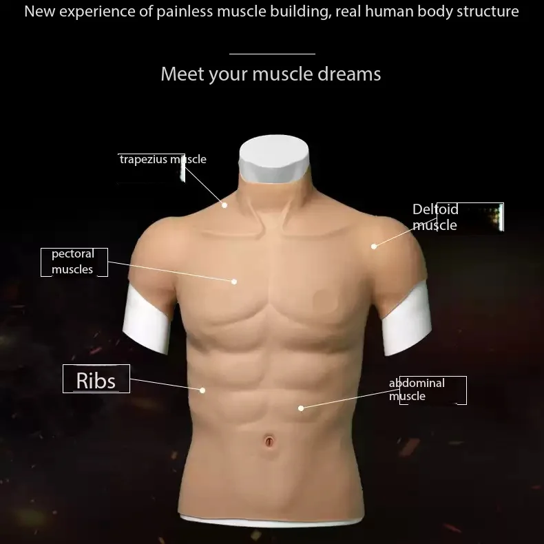 Realistic Silicone Abs Muscle Enhancer For Cosplay And Bodybuilding With 3 Skin Tones Option And Reinforced Structure