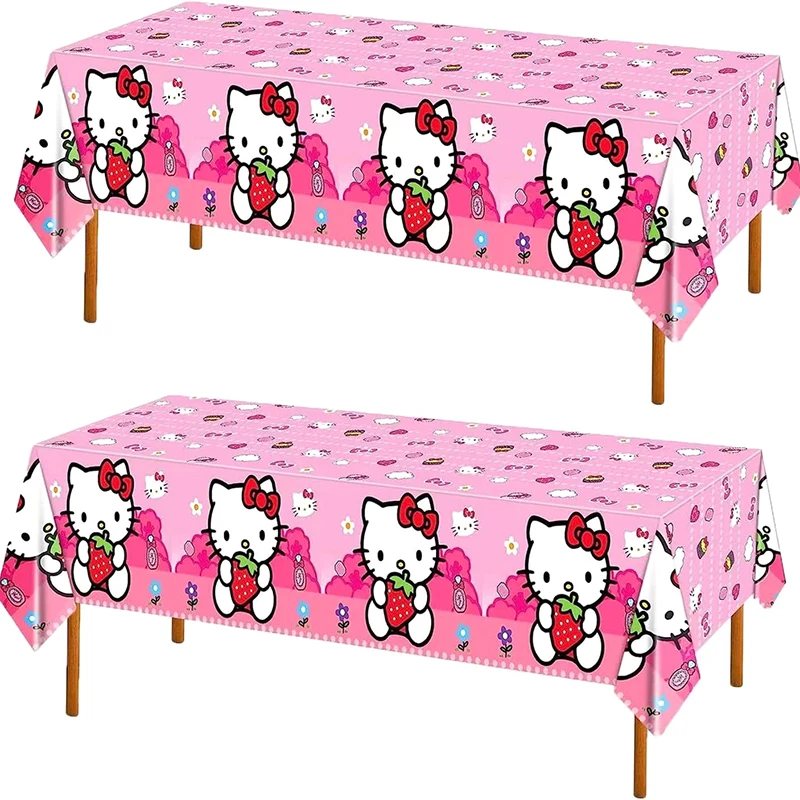 1Pcs PE Cute Kawaii Sanrio Hello Kitty Birthday Party Decoration Tablecloth Supplies Gifts