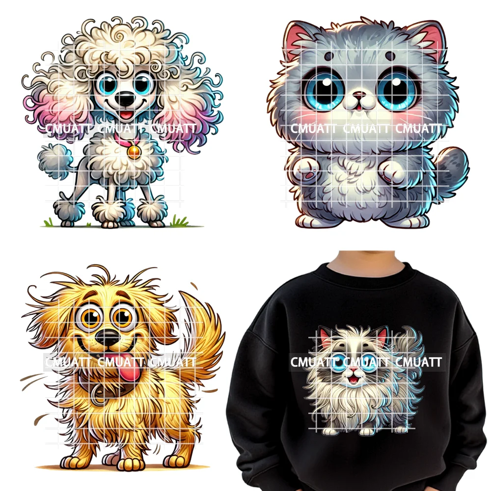 

15cm 5.9in Cute Dog Cat Spider Fish Cartoon Animal Lover Washable Iron on DTF Transfer Sticker Ready to Press for Kids T-shirts