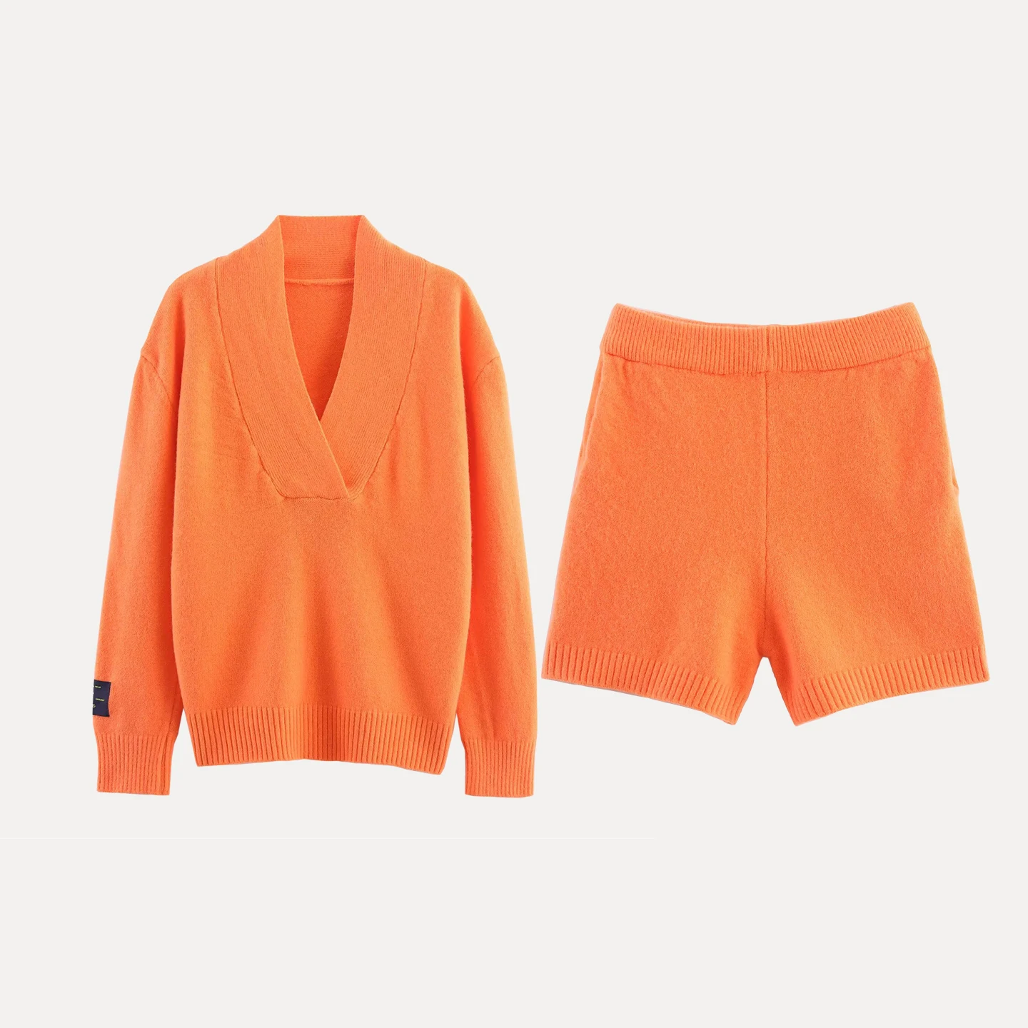 

Ele Tee-Color V-Ne Long Sve Knitted Set for Women Autumn 2025 Z Faion Ensemble Casual Sophistied Sle
