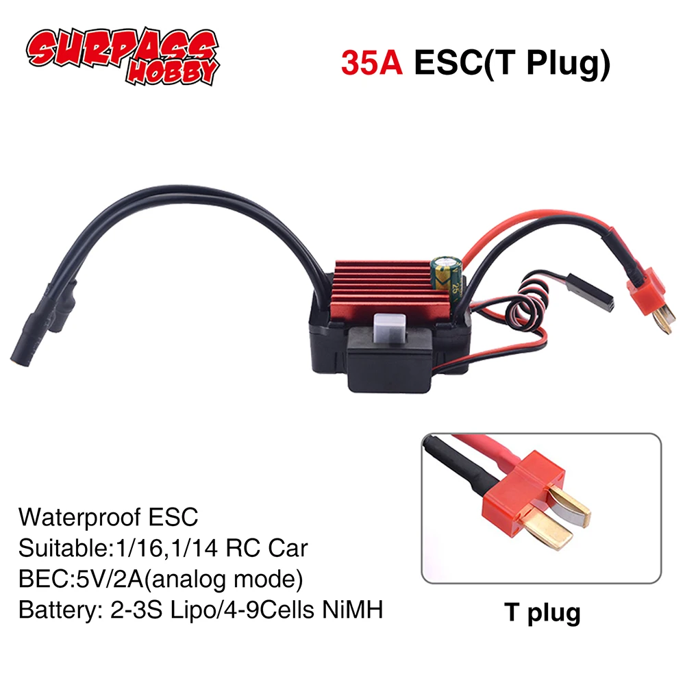 SURPASSHOBBY ESC 150A 80A 120A 25A 35A 45A 60A Waterproof Electric Speed Controller for 1/8 1/10 1/12 RC Car Brushless Motor
