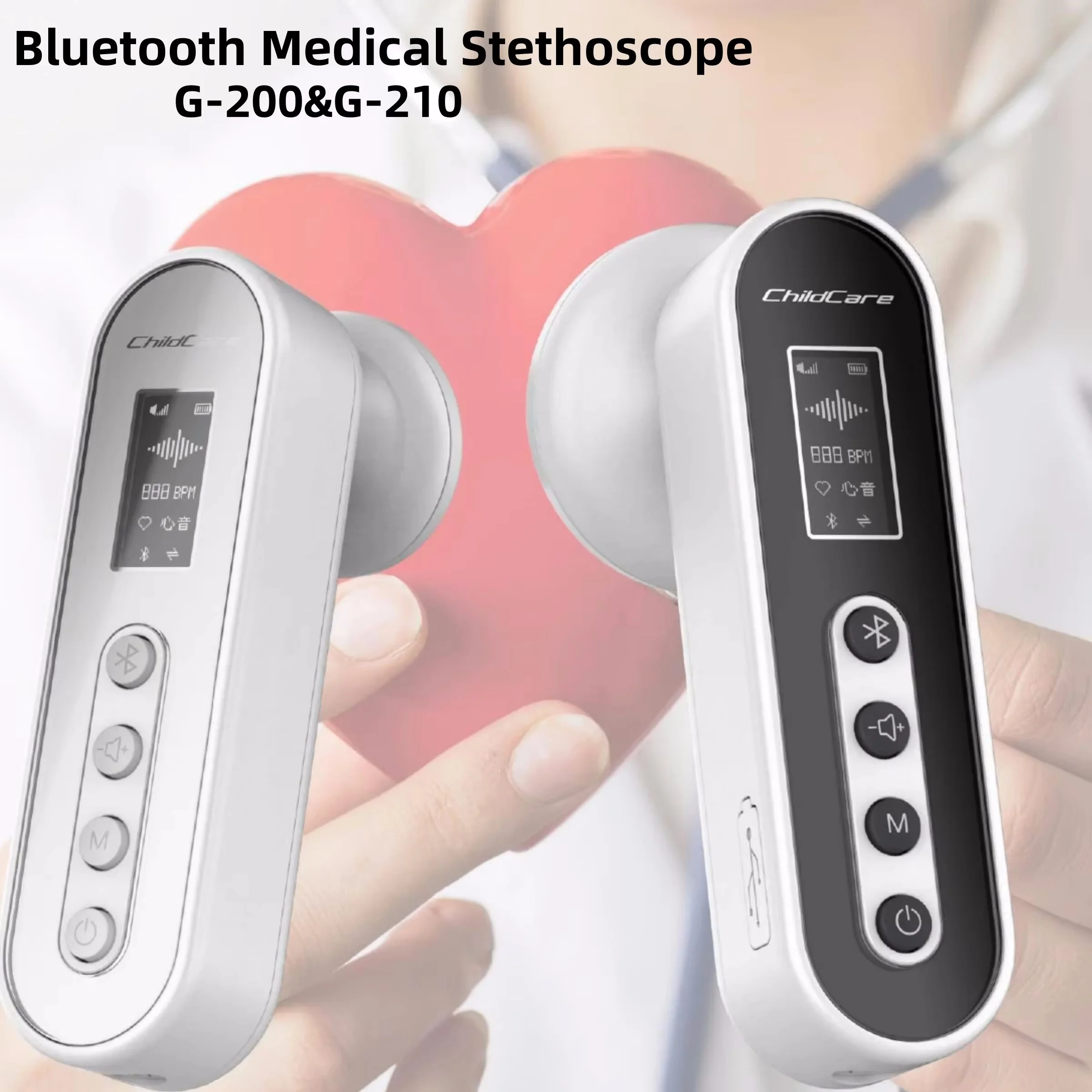 Medical Bluetooth Stethoscope Cardiopulmonary Recording Stethoscope 60 Times Amplify Sound Stethoscope Doctors Nurse Health Care