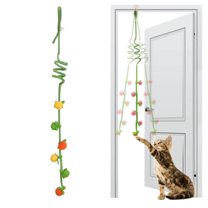 Pendurado gato catnip bola brinquedos com sino auto jogar gato teaser brinquedos retráteis indoor pendurado kicker brinquedo para gato gatinho