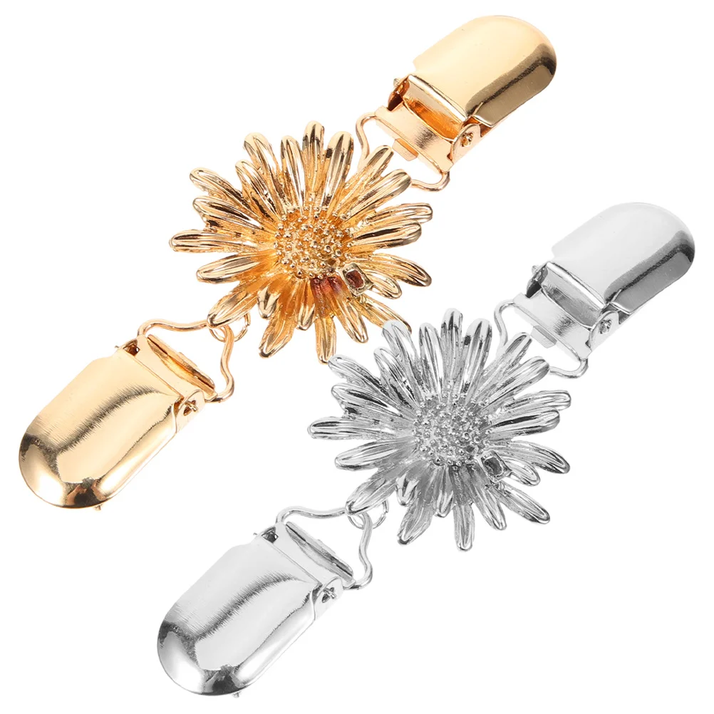 2개 세트 카디건 클립 꽃 모양 스웨터 클립 장식 숄 클립 스카프 고정핀 여성용 드레스 액세서리