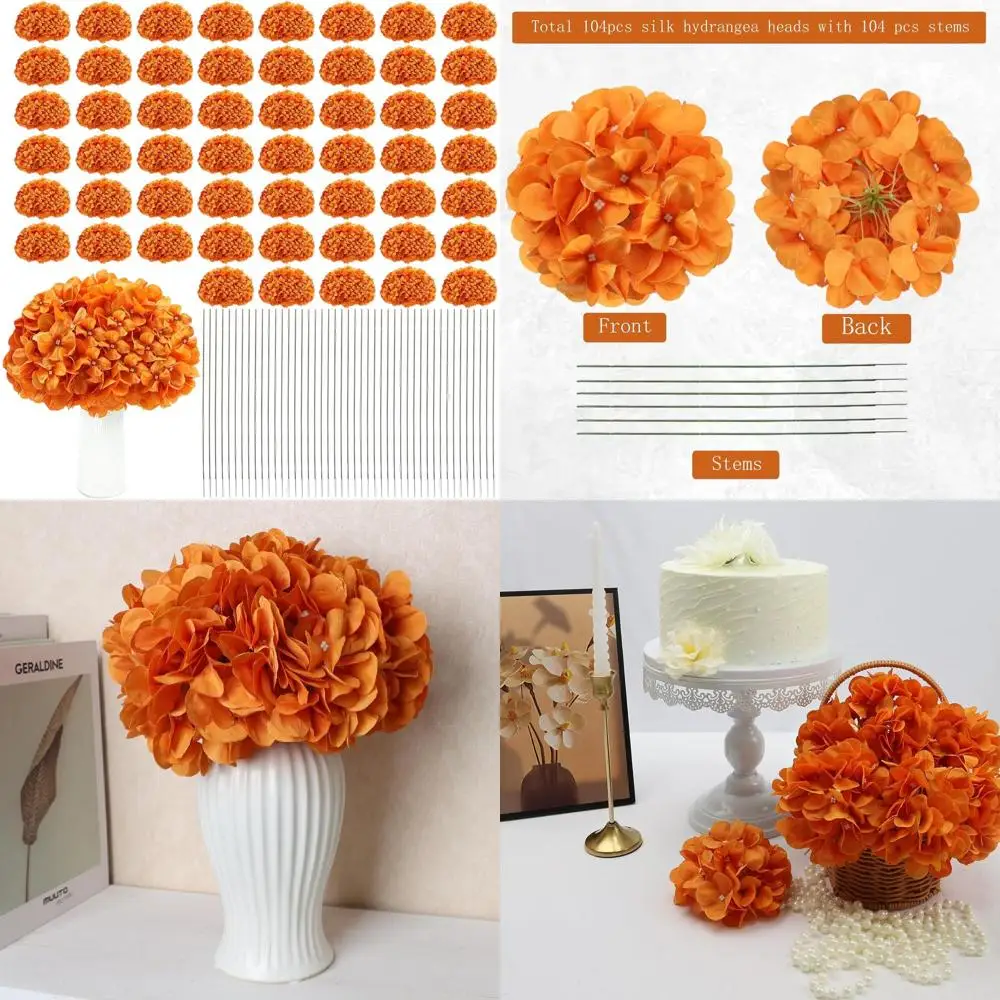 

Artificial Hydrangea Flowers Set: 104 Pieces Faux Hydrangeas with Stems for Decorative Use