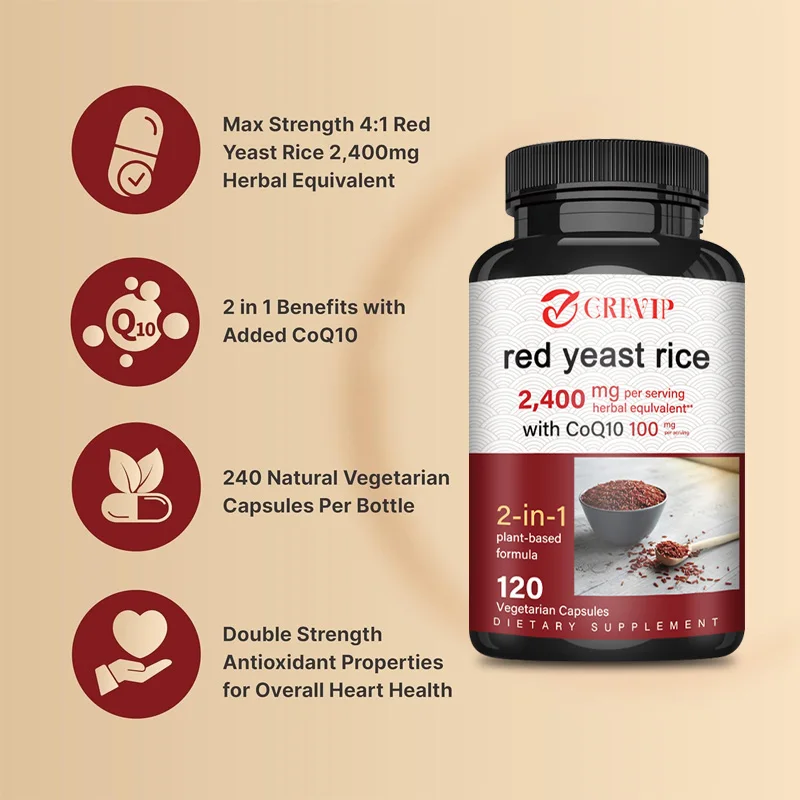 Red Yeast Rice Capsules - Benefits Cardiovascular Blood Circulation, Heart Health and Energy Production