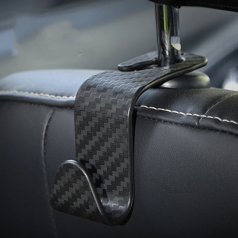 4Pcs Car Seat Headrest Hook for Auto Hidden Hook Back Seat Organizer Hanger Storage Holder Car Carbon Fiber Hooks for Purse Bags