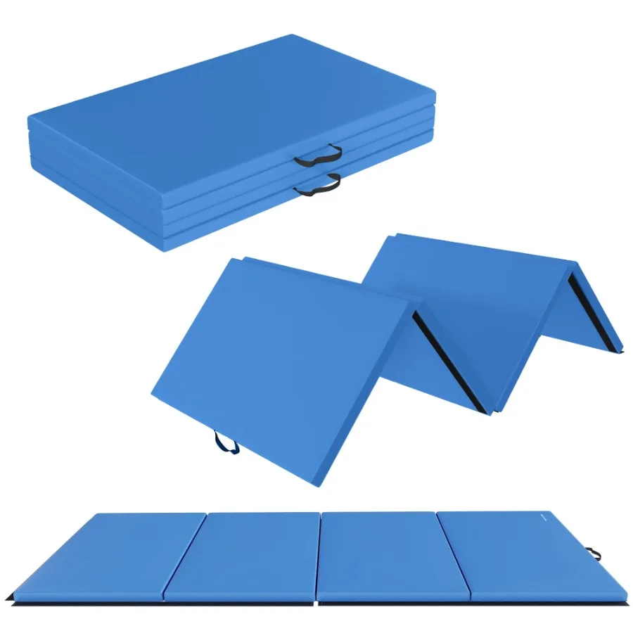 4ft x 10ft x 2in Folding Gymnastics Mat Extra Large 4-Panel Exercise Mat for Tumbling Stretching Yoga Cheerleading Home Gym PVC
