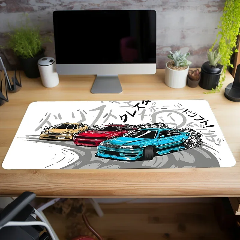 Drifting Cars Mouse Pad XXL Computer HD Desk Mat Rubber Non-Slip Perfect Unique for Friends Teens Girlfriend Boyfriend Workers