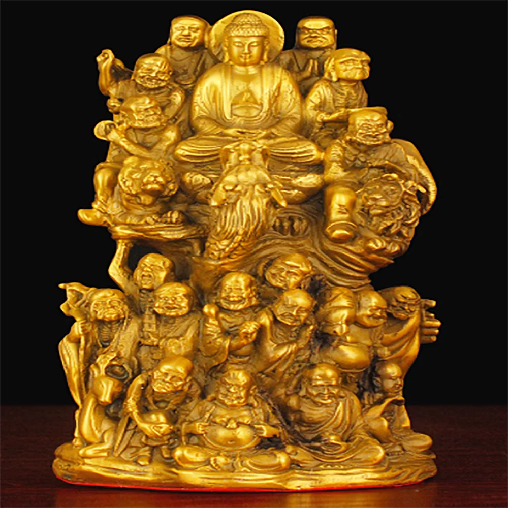 Brass 18 Arhat Buddha Dharma Protector Worship Decoration