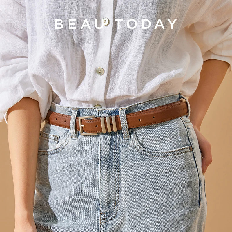 

Ремни BEAUTODAY, женские ремни из натуральной кожи, универсальные однотонные металлические пряжки, 2024, женские аксессуары ручной работы 91055