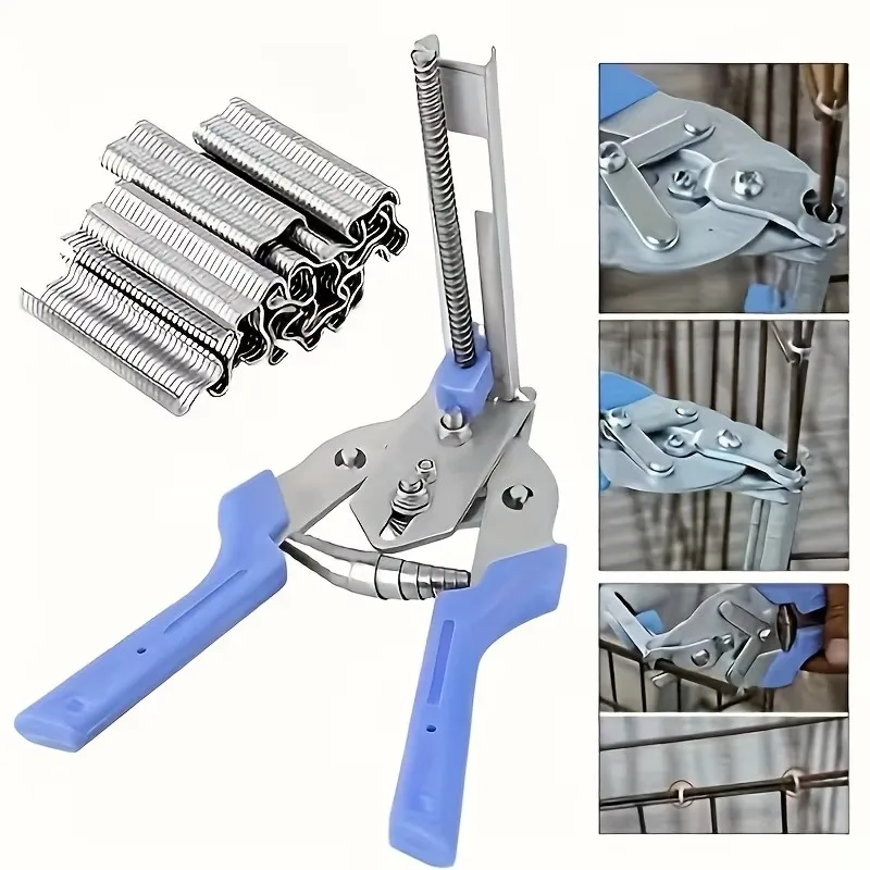 Kit de pinces robustes pour cage en fer, ensemble de pinces pour enclos à porcs avec 600 pinces de type M - Outils de réparation domestique durables et adaptés
