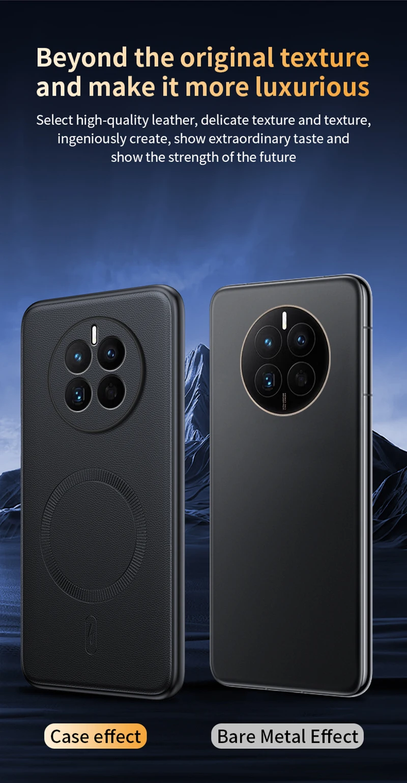 Für Huawei Mate 50: Magnetische Schutzhülle aus Leder, hochwertige Anti-Fingerabdruck- und rutschfeste PC+TPU-Hülle. – Detail 11