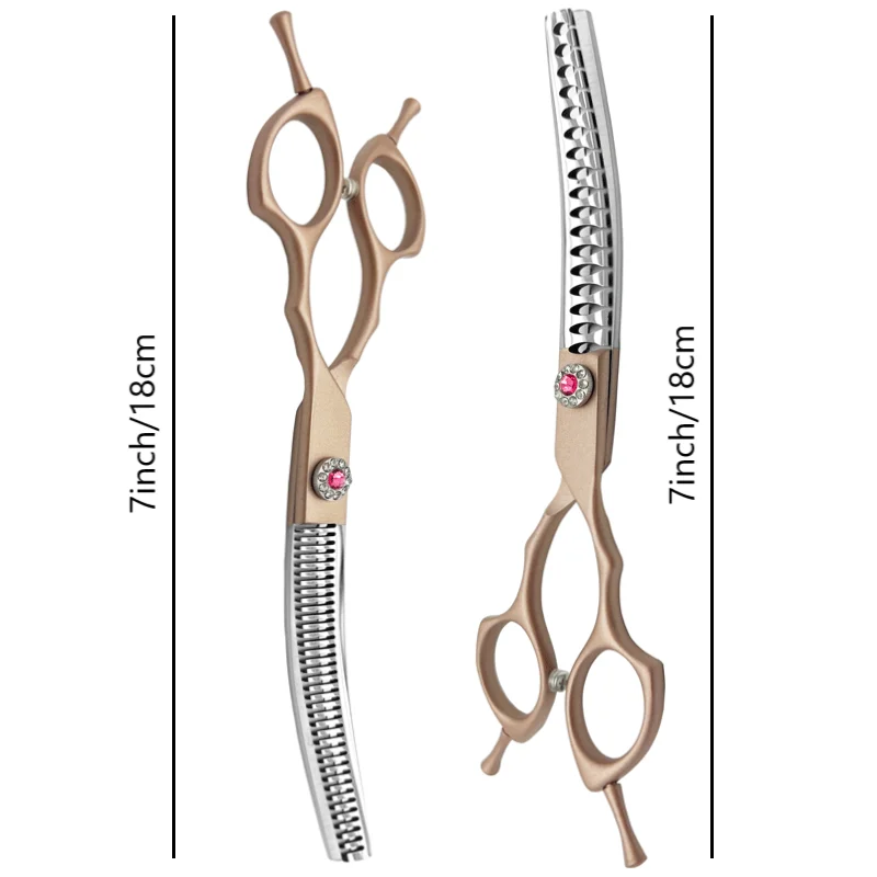 7 inch Dog Curved Chunkers Shears Curved Thinning scissors Stainless Steel Dog Grooming Scissors Special Designed For Pet