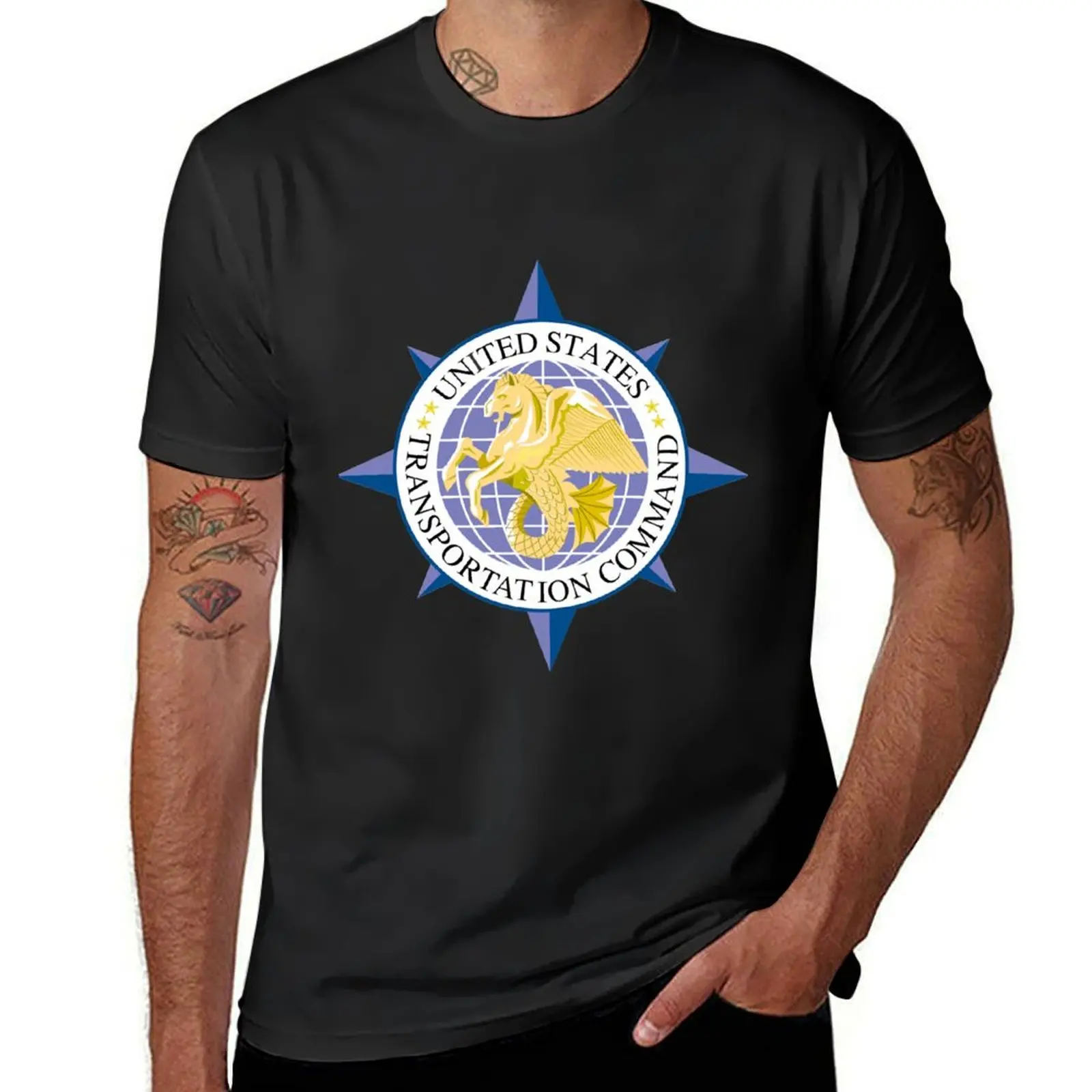 Estados Unidos transporte comando emblema t-shirt para homens, suor branco, tops bonitos, roupas vintage para meninos, USTransCOM