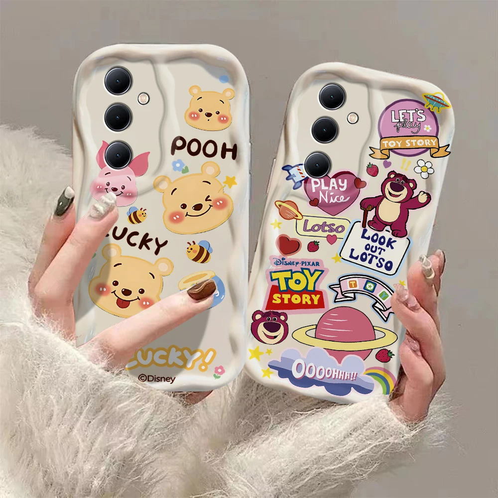 Pooh Bear Winnies casing gelombang 3D, penutup silikon lembut untuk Xiaomi Mi 14 12 12T 11 Lite Poco M6 X6 X5 X4 F4 X3 M3 Pro 4G 5G