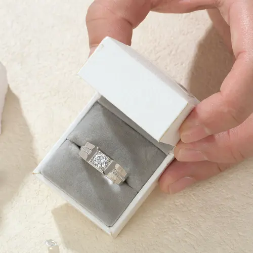 Newshe 남성용 결혼 반지, 925 스털링 실버 솔리테어 라운드 큐빅 지르콘 약속 밴드, 사이즈 8-12