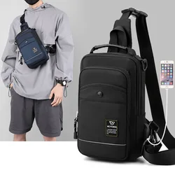 Men Chest Bag Sport Waist Bag With USB Charging Messenger Bag Outdoor Small Backpack Anti-splashing Mobile Phone Pocket