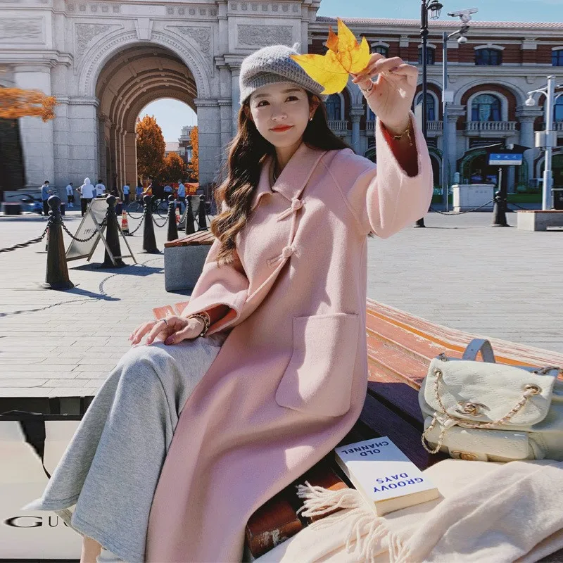

New Chinese-style button-up woolen coat and overcoat