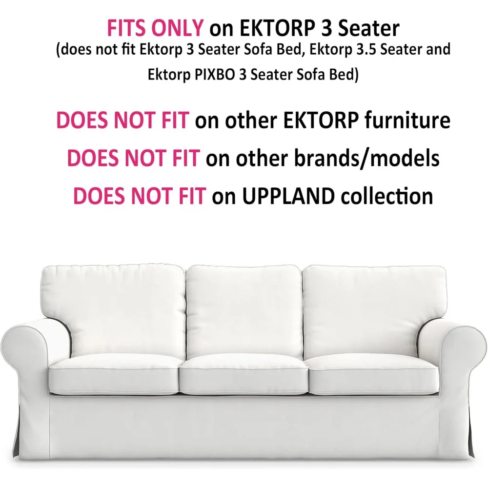 Cotton Ektorp 3 Seat Sofa Cover Slipcover Replacement Made for The IKEA Ektorp 3 Seat Sofa Cover(Cotton White)-Does NOT fit Ekt