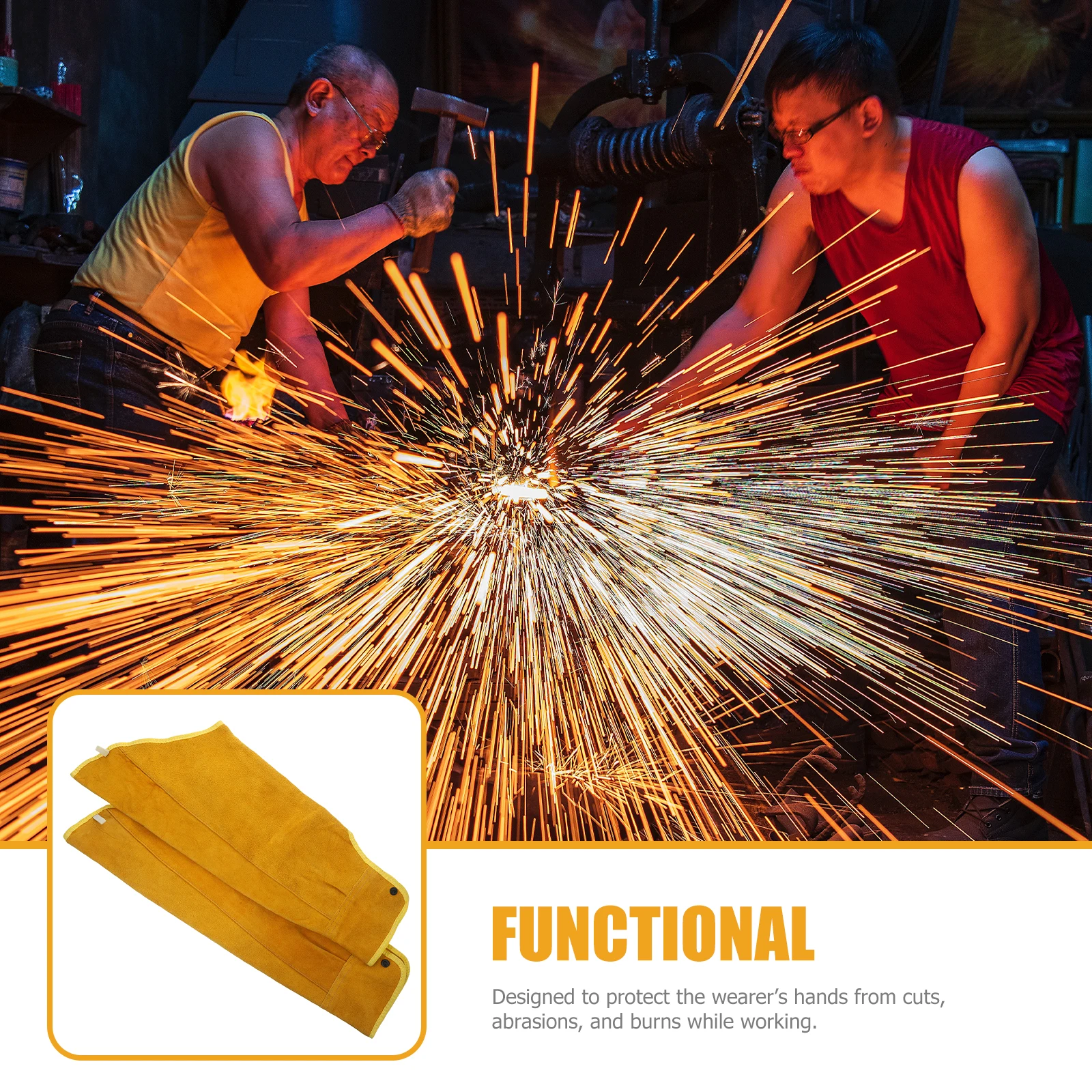 

1 Pair Of Welding Oversleeves Thick Cowhide Protective Durable Flame Retardant Heat Resistant Sleeve Anti Scalding Arm