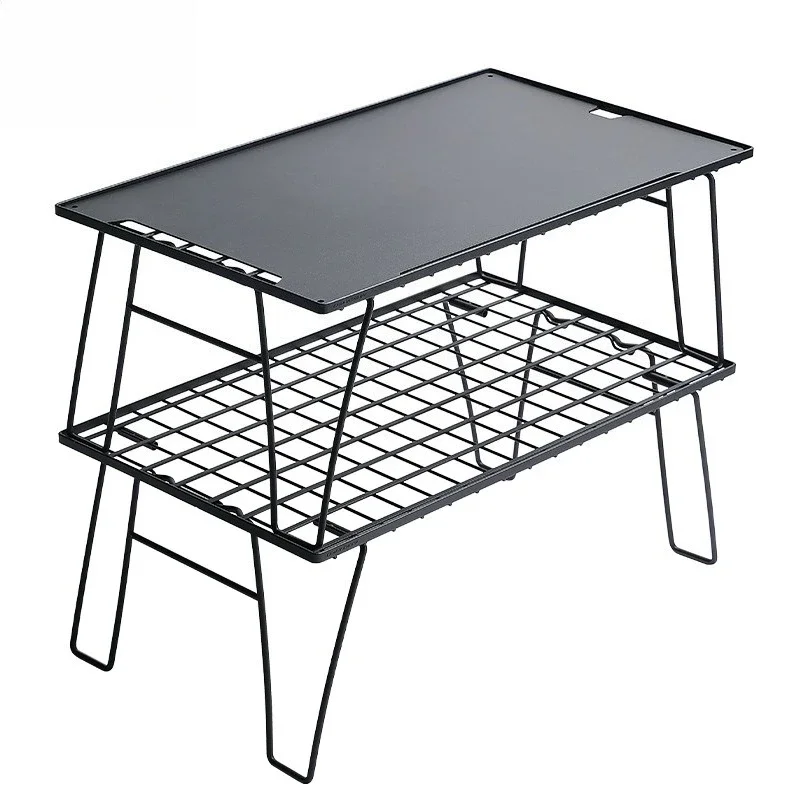 

Wrought iron storage table, lightweight multi-functional, portable outdoor camping folding table